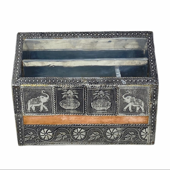 3 Pc. Elephant Copper & Silver Alloy Jewelry Box, 3 Key Holder, Letter Organizer - Picture 5 of 16